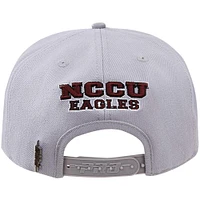 Casquette Snapback grise Pro Standard pour homme avec logo de mascotte des North Carolina Central Eagles