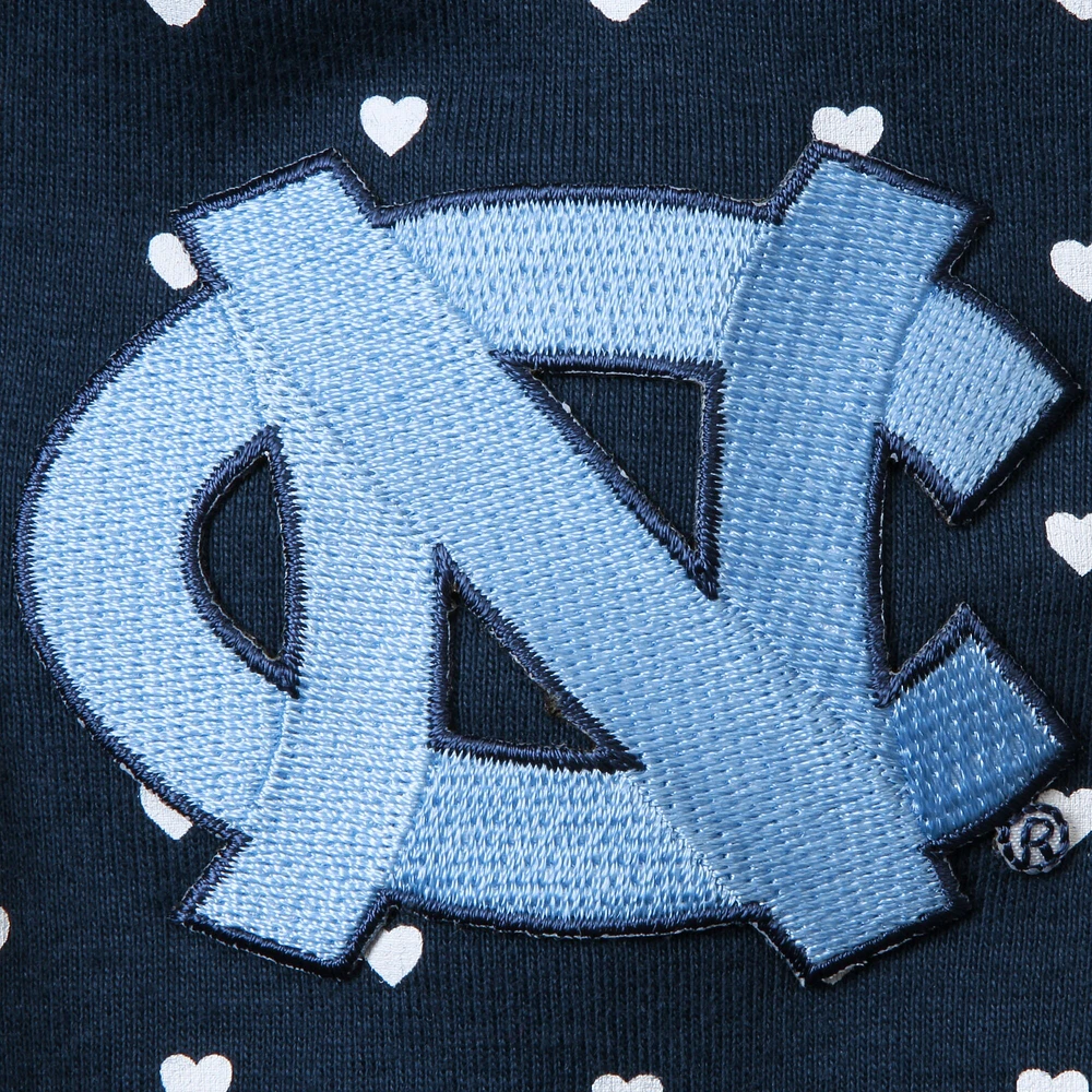 Girls Newborn & Infant Navy North Carolina Tar Heels Hearts Bodysuit and Headband Set