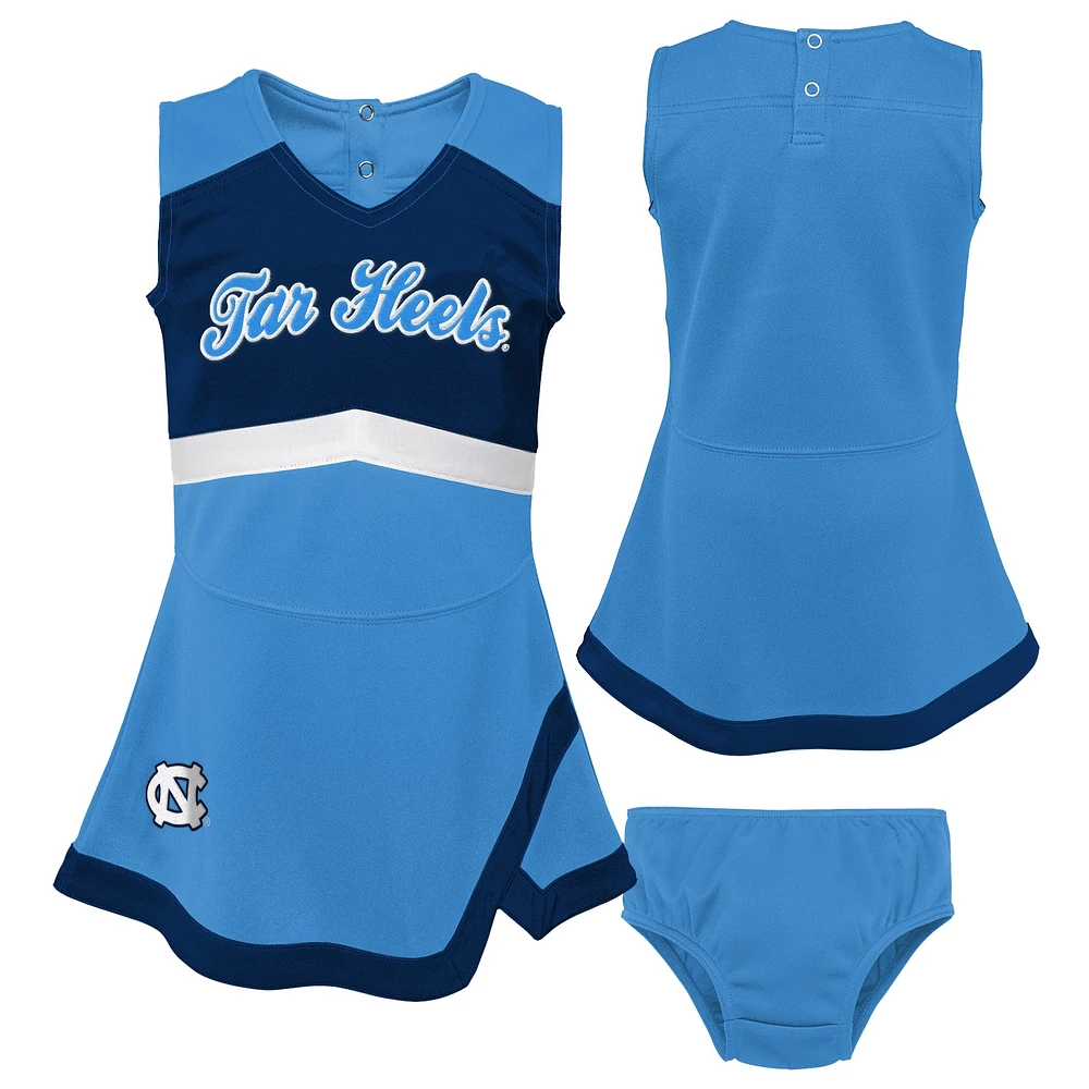 Girls Preschool Carolina Blue North Tar Heels Two-Piece Cheer Captain Jumper Dress & Bloomers Set