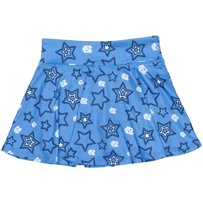 Girls Youth ZooZatz Carolina Blue North Tar Heels Star Flowy Skort