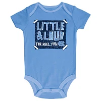 Infant Champion Carolina Blue/Gray/White North Tar Heels 3-Pack Bodysuit Set