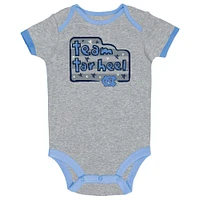 Infant Champion Carolina Blue/Gray/White North Tar Heels 3-Pack Bodysuit Set