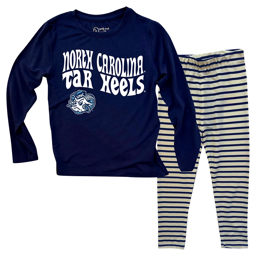 Ensemble haut à manches longues et leggings rayés pour bébé Wes & Willy North Carolina Tar Heels