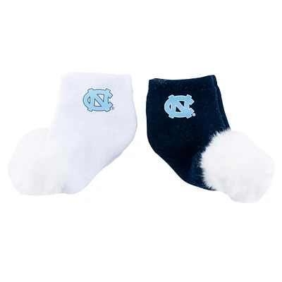 Lot de deux paires de chaussettes à pompon pour bébé ZooZatz North Carolina Tar Heels