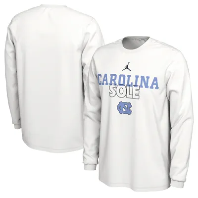 North Carolina Tar Heels Jordan Brand 2023 On Court Bench Long Sleeve T-Shirt - White