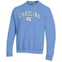 Men's Champion  Carolina Blue North Tar Heels Arch Over Logo Pullover Sweatshirt