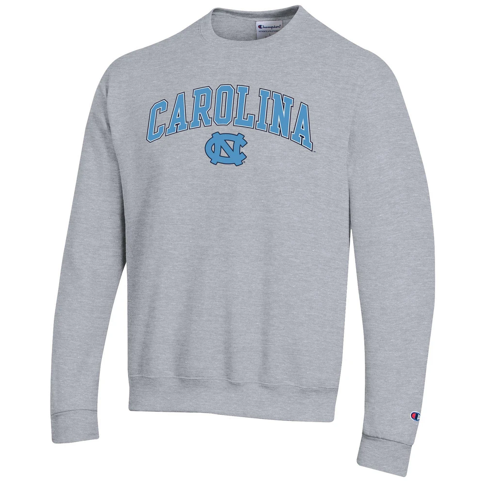 Sweat-shirt à capuche avec logo Arch Over Champion Heather Grey pour homme des North Carolina Tar Heels
