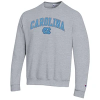 Sweat-shirt à capuche avec logo Arch Over Champion Heather Grey pour homme des North Carolina Tar Heels