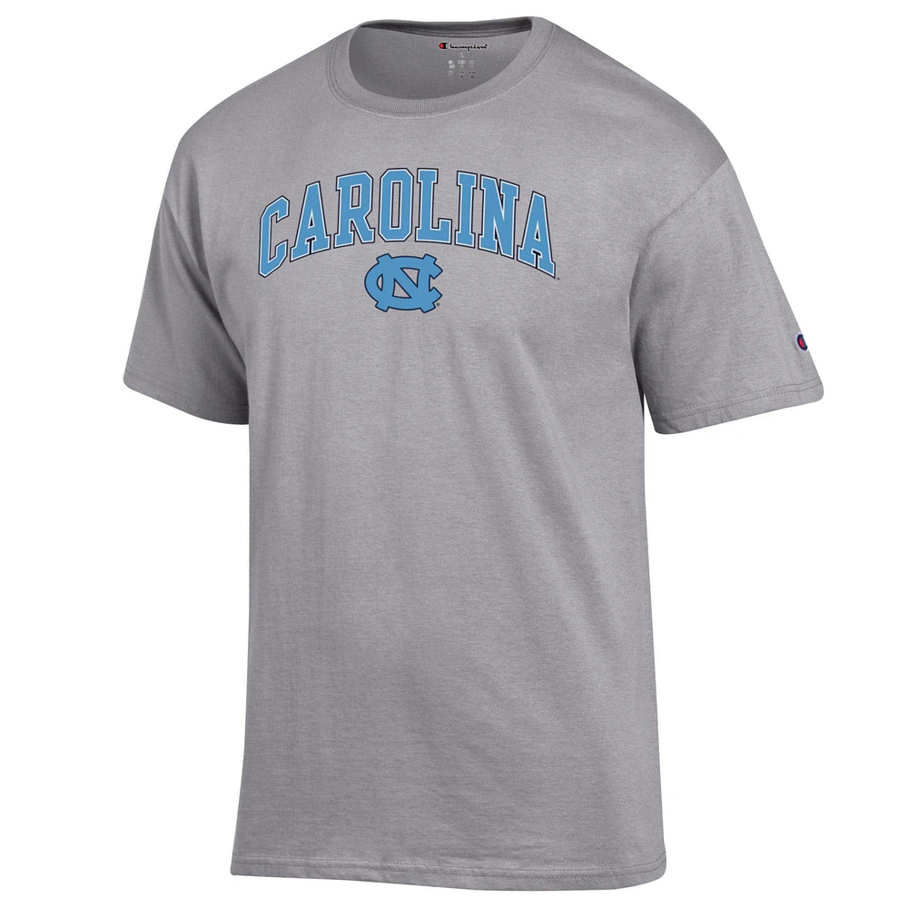 Men's Champion  Heather Gray North Carolina Tar Heels Arch Over Logo T-Shirt