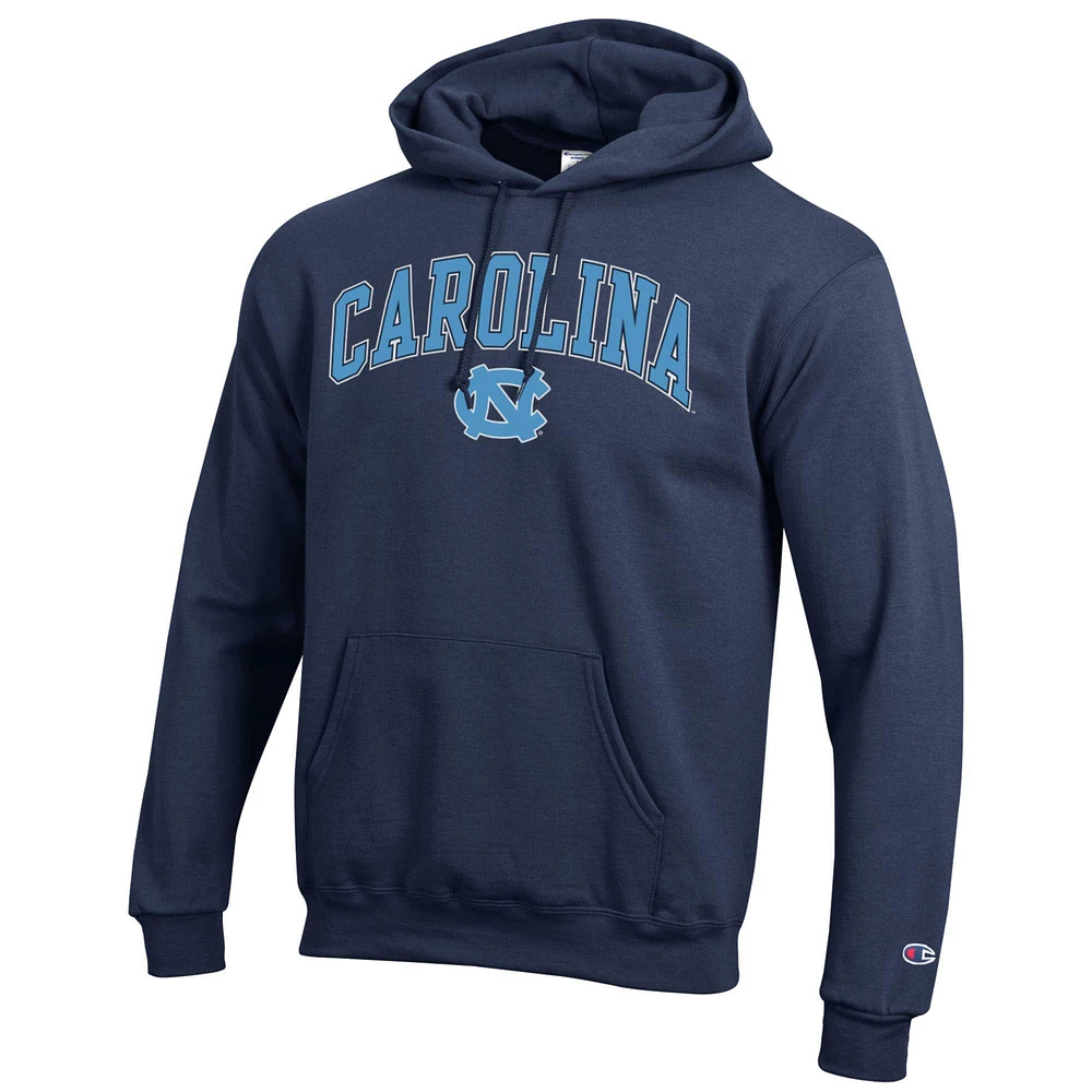 Sweat à capuche logo Arch Over Champion Navy North Carolina Tar Heels pour homme