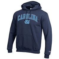 Sweat à capuche logo Arch Over Champion Navy North Carolina Tar Heels pour homme