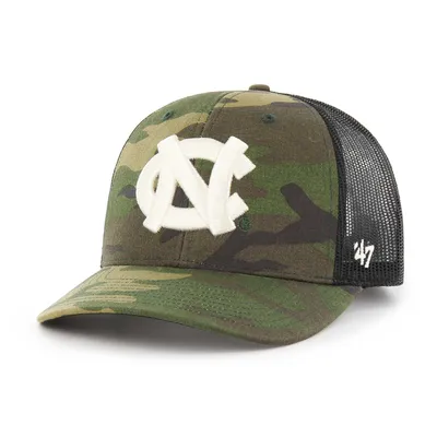 North Carolina Tar Heels '47 Team Logo Trucker Snapback Hat - Camo/Black