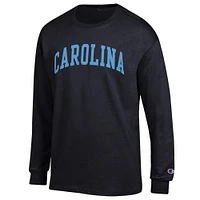 T-shirt à manches longues noir Champion pour homme, motif arches basiques des Tar Heels de Caroline du Nord