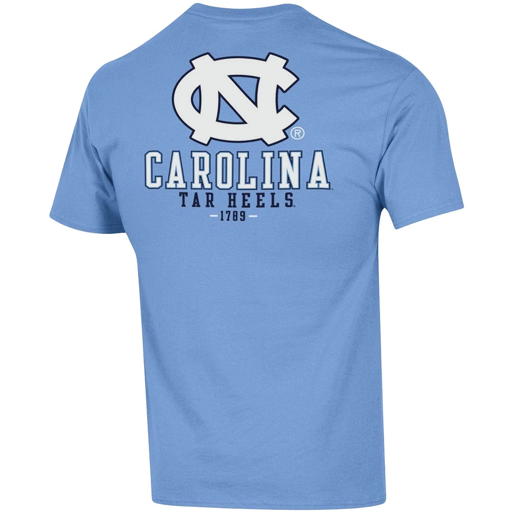 Men's Champion Carolina Blue North Tar Heels Stack 2-Hit T-Shirt