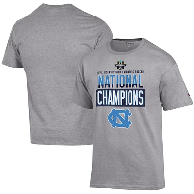 T-shirt gris pour le vestiaire des champions nationaux de soccer féminin la NCAA 2024 Tar Heels Caroline du Nord