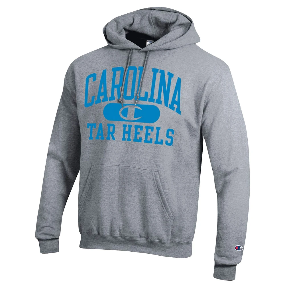 Men's Champion Heather Gray North Carolina Tar Heels Arch Pill Pullover Hoodie