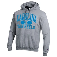 Men's Champion Heather Gray North Carolina Tar Heels Arch Pill Pullover Hoodie