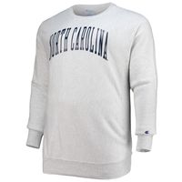 Men's Champion Heathered Gray North Carolina Tar Heels Big & Tall Reverse Weave Fleece Crewneck Pullover Sweatshirt