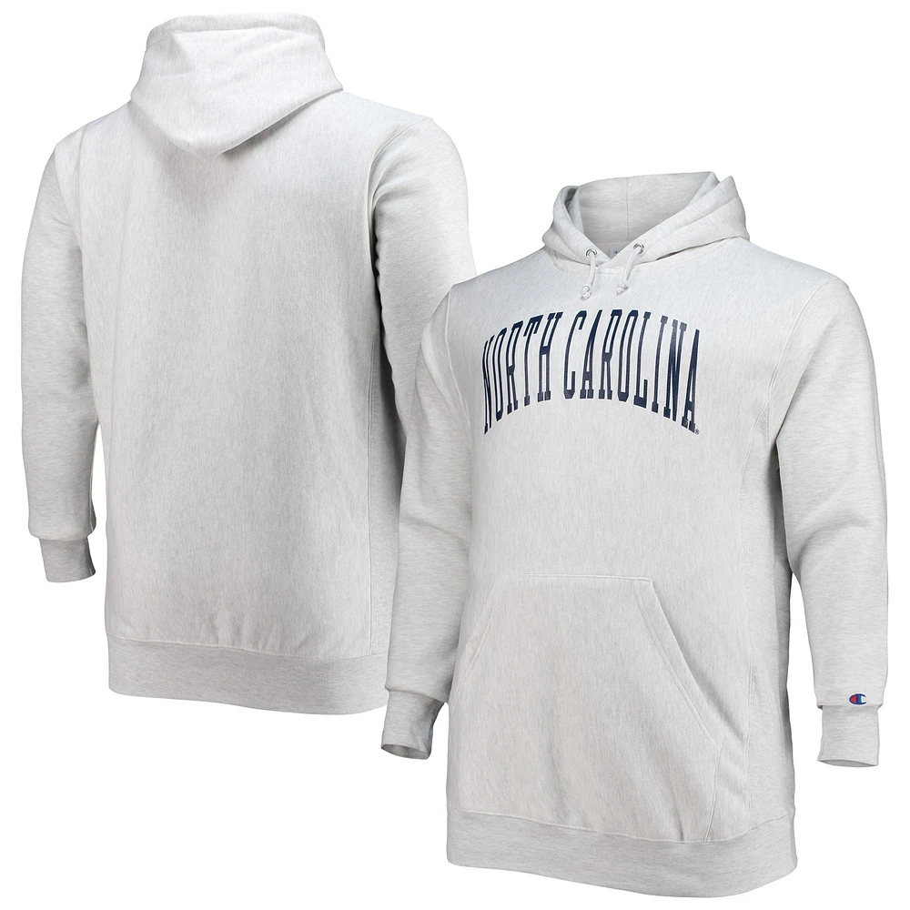 Sweat à capuche en polaire tissage inversé Champion gris chiné North Carolina Tar Heels Big & Tall pour homme