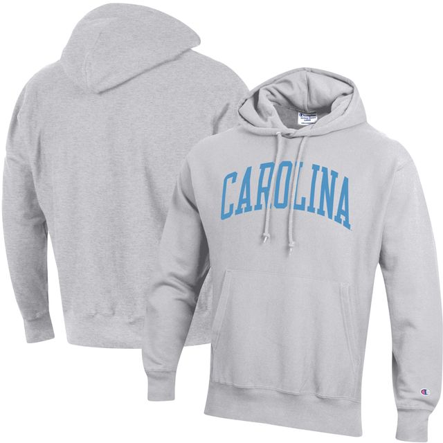 Champion Heathered Grey North Carolina Tar Heels Team Arch Reverse Weave Pull à capuche pour hommes