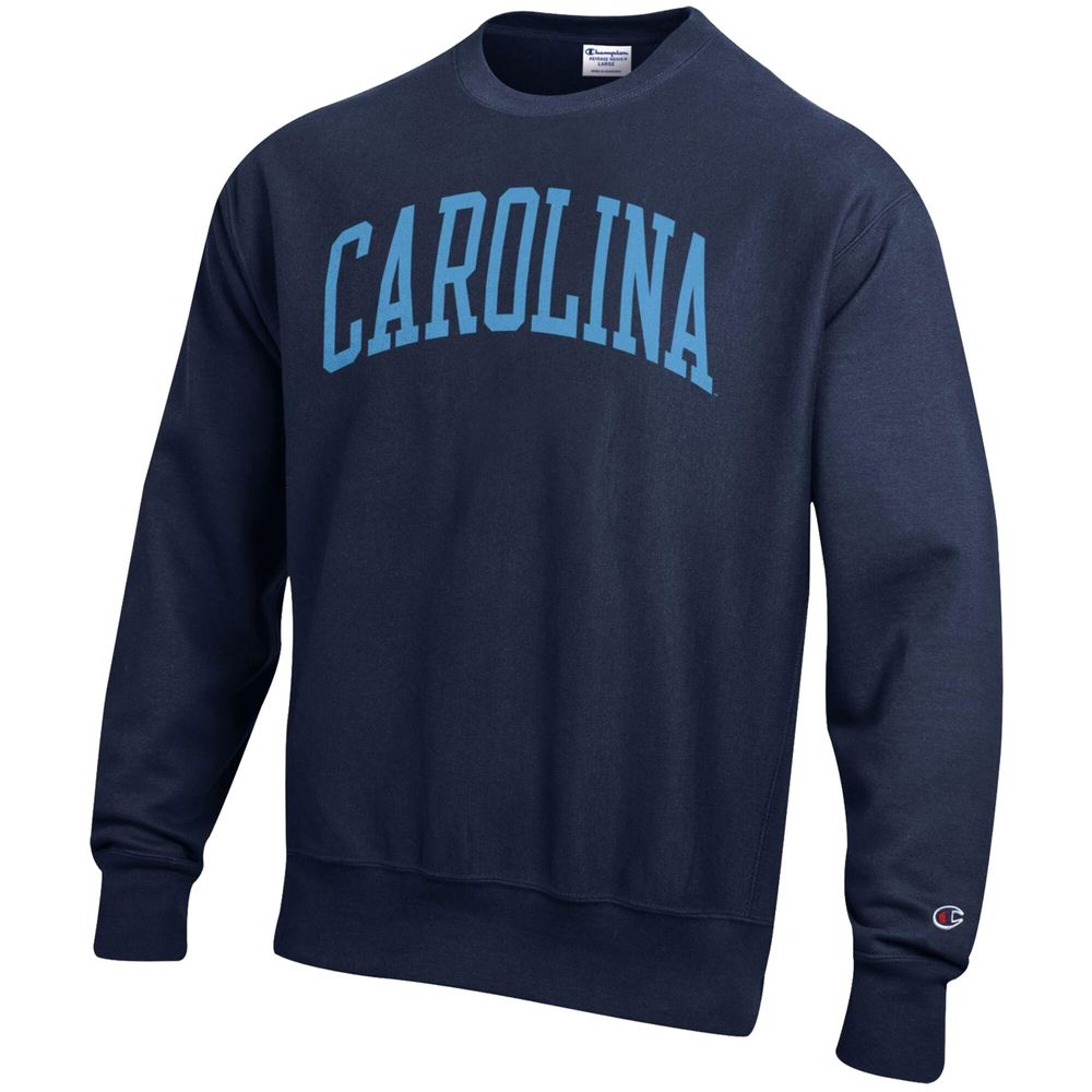 Men's Champion Navy North Carolina Tar Heels Arch Reverse Weave Pullover Sweatshirt