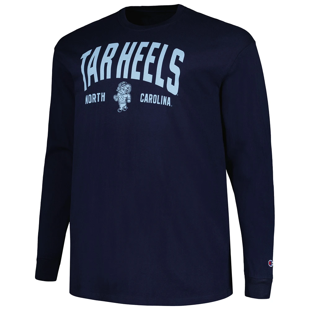 Men's Champion Navy North Carolina Tar Heels Big & Tall Arch Long Sleeve T-Shirt