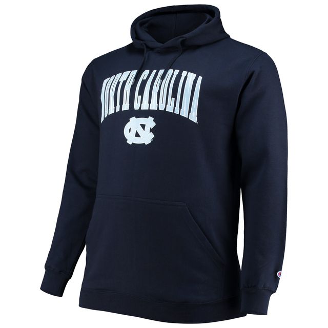 Sweat à capuche Champion Navy North Carolina Tar Heels Big & Tall Arch Over Logo Powerblend pour homme