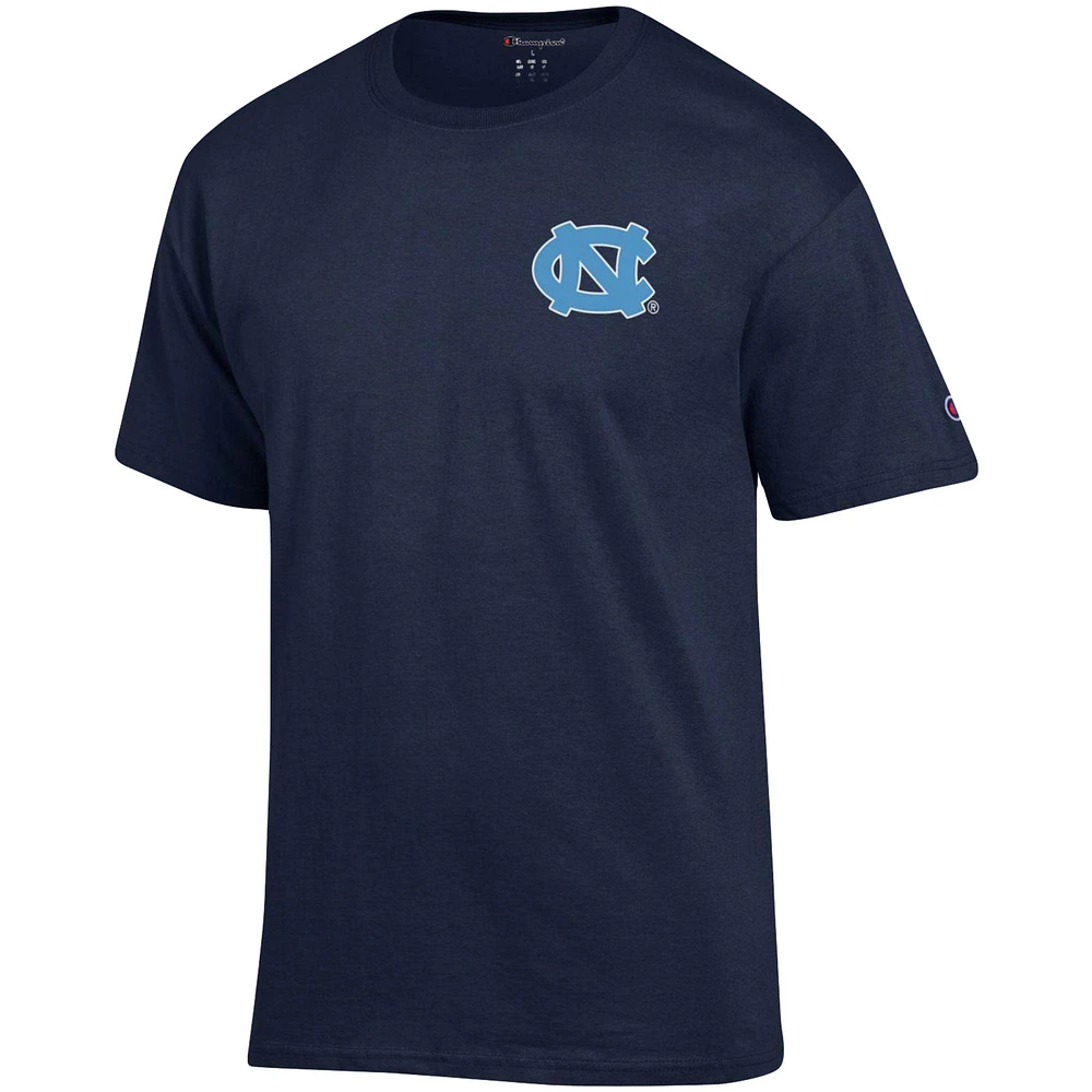 Men's Champion Navy North Carolina Tar Heels Stack 2-Hit T-Shirt