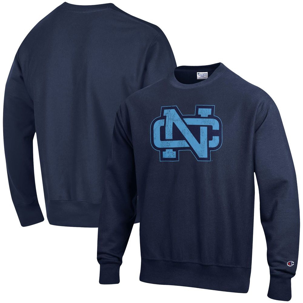 Men's Champion Navy North Carolina Tar Heels Vault Logo Reverse Weave Pullover Sweatshirt