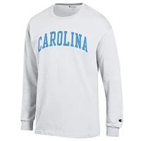 T-shirt à manches longues blanc Champion pour homme des Tar Heels de Caroline du Nord