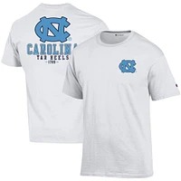 T-shirt Champion pour hommes, blanc, North Carolina Tar Heels Stack 2-Hit