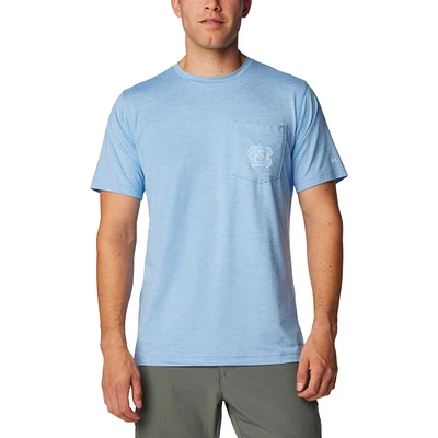 T-shirt Columbia Carolina Blue North Tar Heels Tech Trail Omni-Wick pour hommes