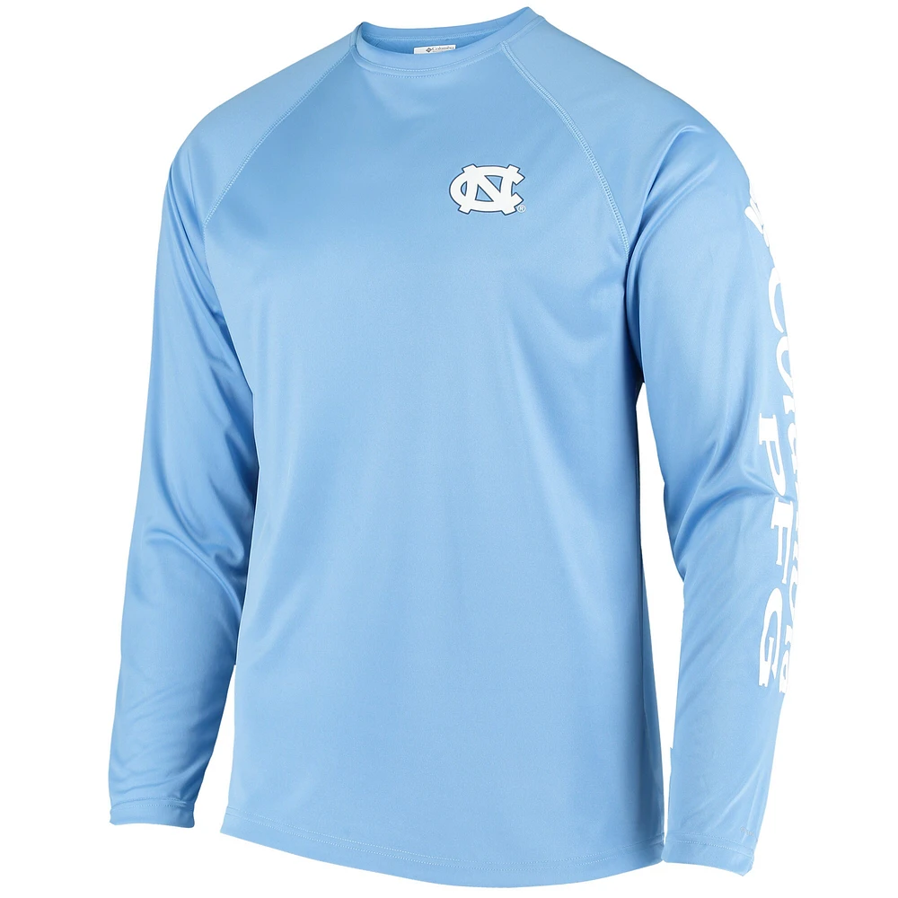 T-shirt à manches longues Columbia Carolina Blue North Tar Heels Terminal Tackle Omni-Shade Raglan pour homme