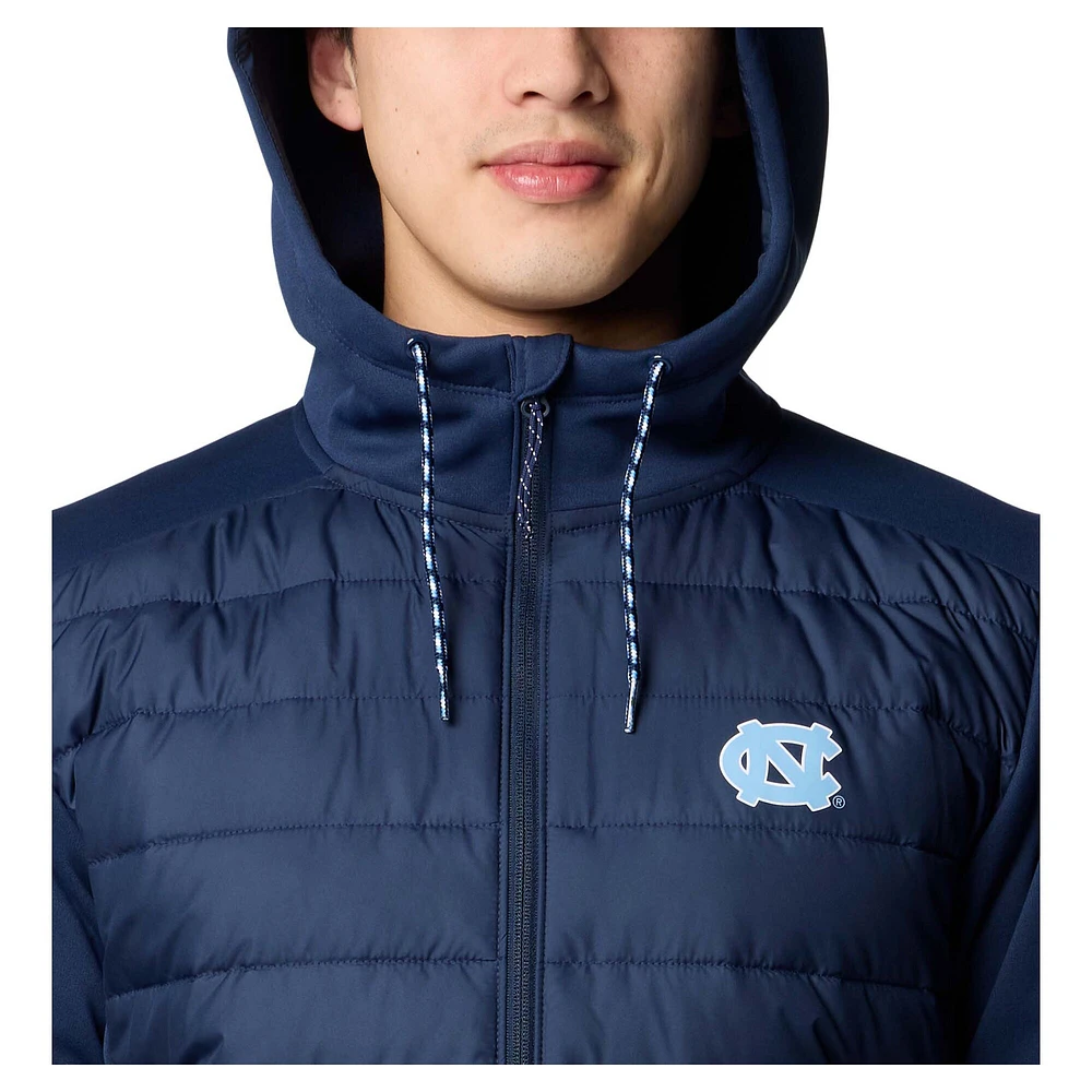 Men's Columbia  Navy North Carolina Tar Heels Out-Shield Hybrid Full-Zip Hoodie Jacket