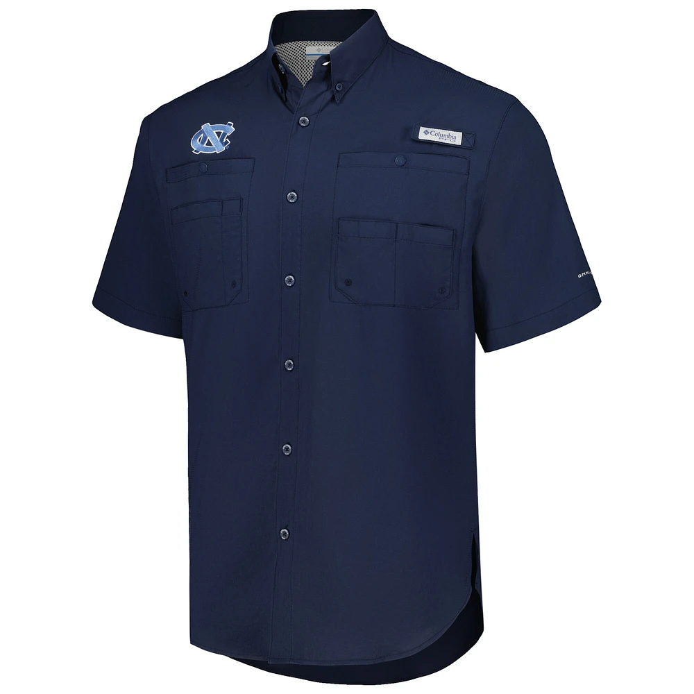 Men's Columbia Navy North Carolina Tar Heels PFG Tamiami Omni-Shade Button-Down Shirt