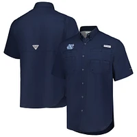 Men's Columbia Navy North Carolina Tar Heels PFG Tamiami Omni-Shade Button-Down Shirt