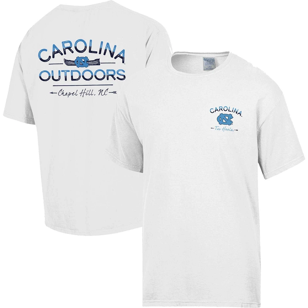 T-shirt blanc délavé confortable pour hommes North Carolina Tar Heels Great Outdoors