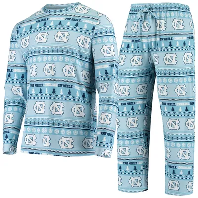 North Carolina Tar Heels Concepts Sport Ugly Sweater Knit Long Sleeve Top and Pant Set - Blue