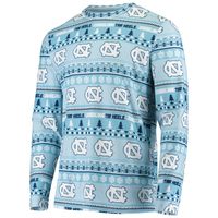 Men's Concepts Sport Carolina Blue North Tar Heels Ugly Sweater Knit Long Sleeve Top and Pant Set