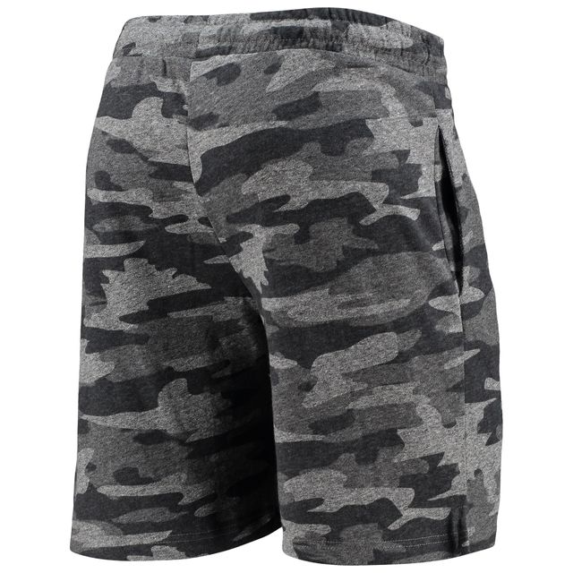 Short de détente Concepts Sport Charbon/Gris North Carolina Tar Heels Camo Backup Terry Jam pour hommes