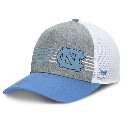 Casquette ajustable Fanatics pour hommes, gris chiné/bleu Caroline, North Carolina Tar Heels Profile Trucker