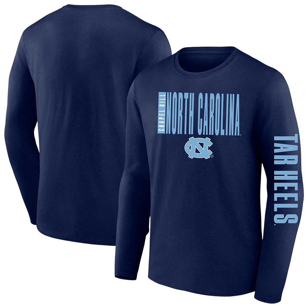 T-shirt à manches longues Fanatics pour hommes, bleu marine, North Carolina Tar Heels, Big & Tall Vision