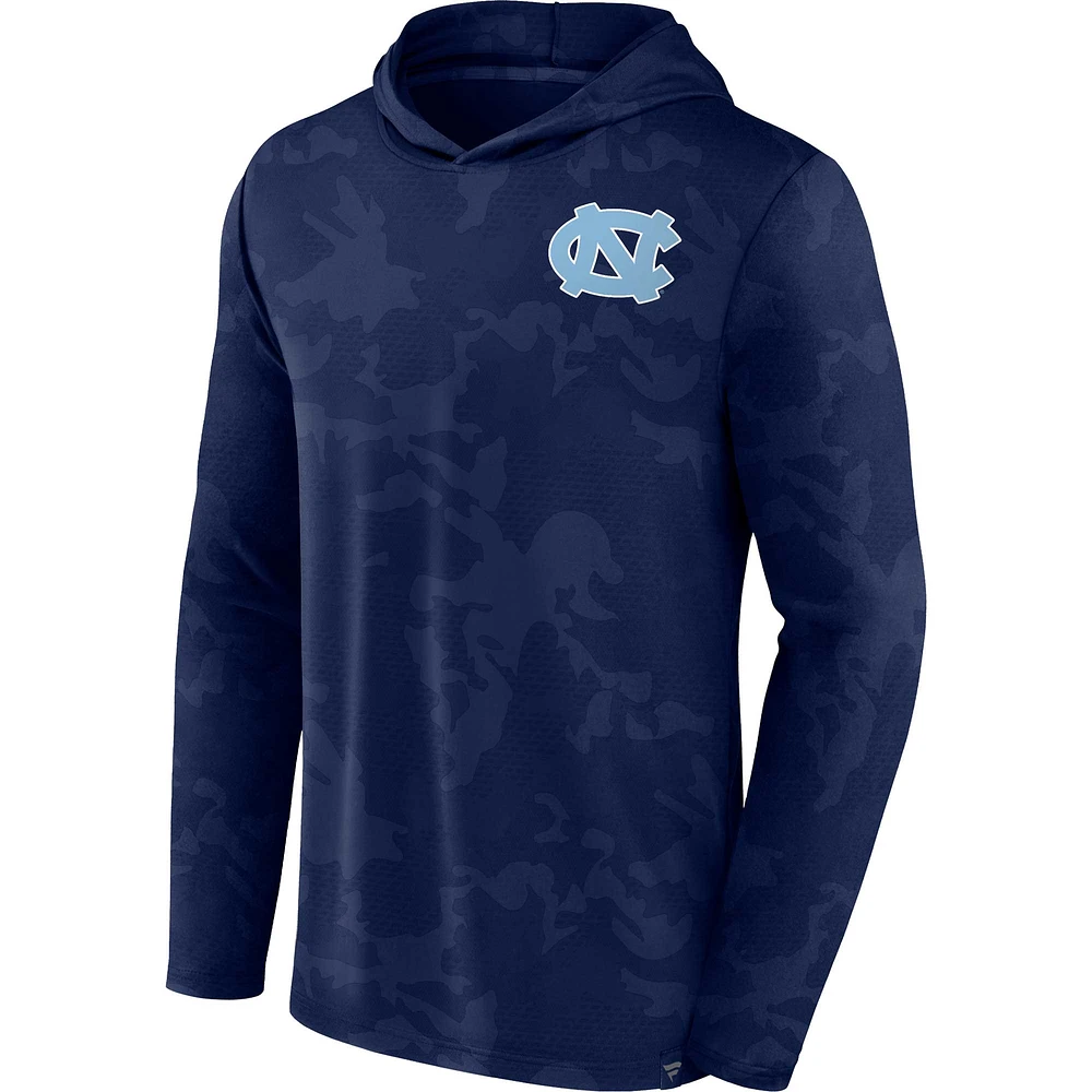 Men's Fanatics  Navy North Carolina Tar Heels Camo Hoodie Long Sleeve T-Shirt