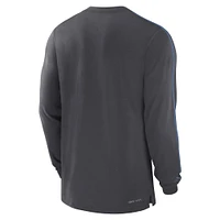 Men's Jordan Brand Anthracite North Carolina Tar Heels 2024 Sideline Player Tri-Blend Performance Long Sleeve T-Shirt