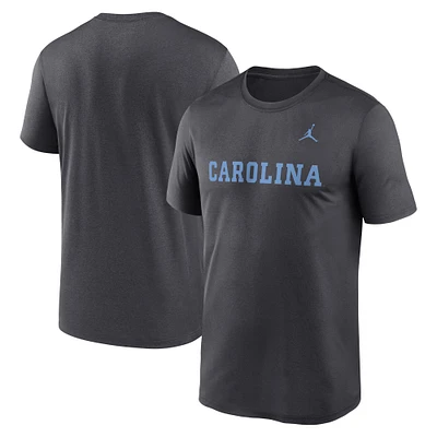 T-shirt Jordan Brand anthracite pour homme avec logo Primetime Legend des Tar Heels de Caroline du Nord