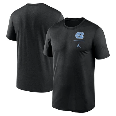 T-shirt Jordan Brand pour homme avec logo principal et légende de performance des North Carolina Tar Heels, noir