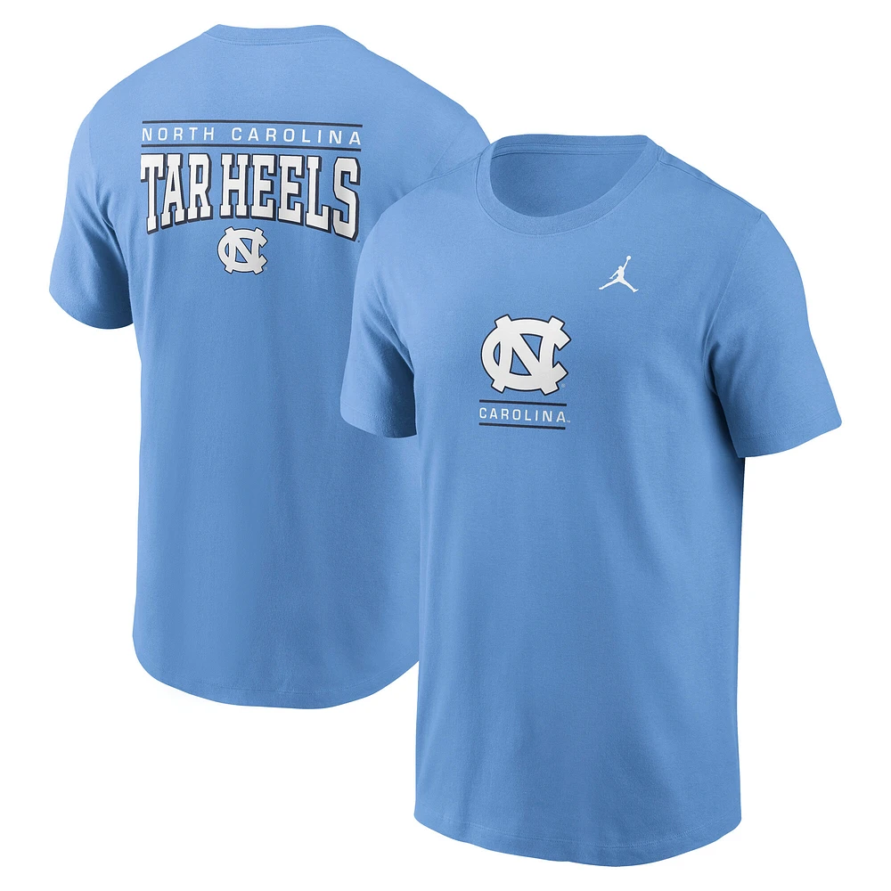 T-shirt Jordan Brand Carolina Blue pour homme avec logo 2-Hit des Tar Heels de Caroline du Nord