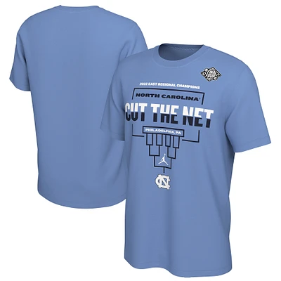 Jordan Brand Carolina Blue North Tar Heels 2022 Tournoi de basket-ball masculin NCAA March Madness Final Four Regional Champions Vestiaire T-shirt pour homme