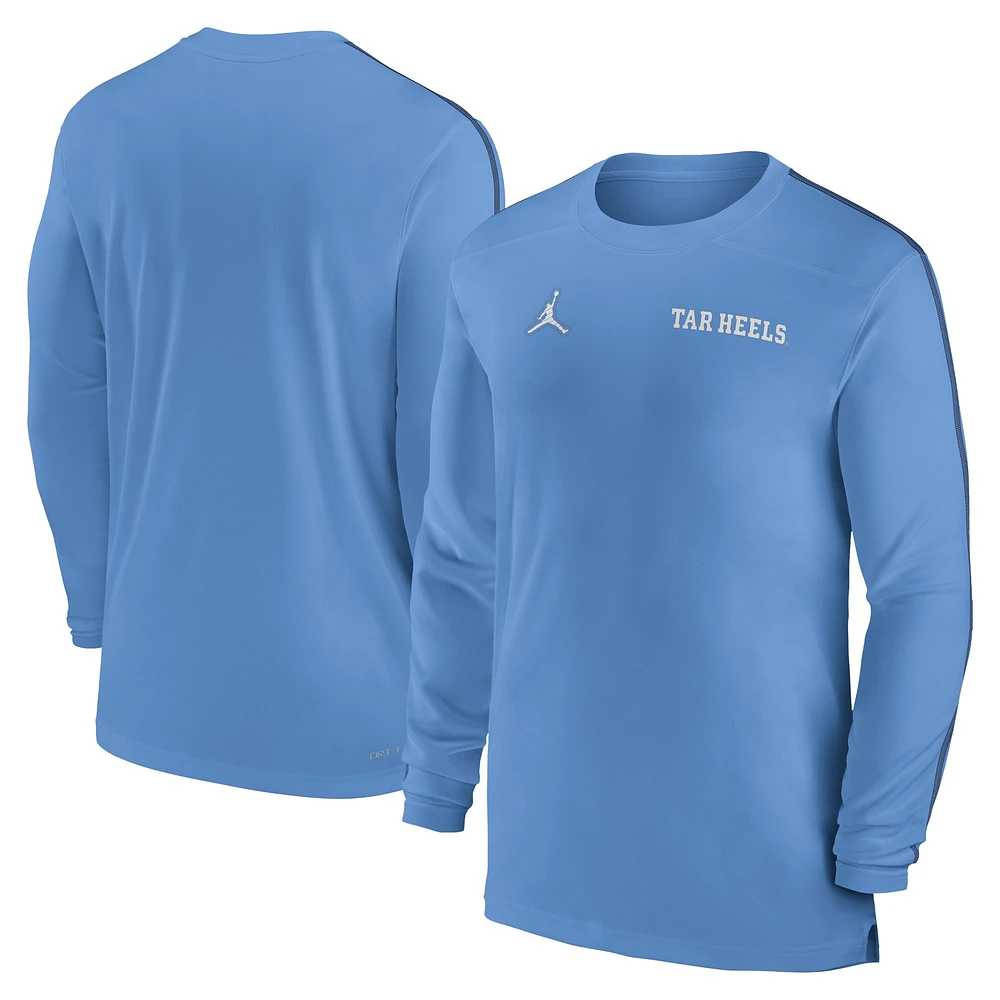 Men's Jordan Brand Carolina Blue North Tar Heels 2024 Sideline Coach UV Performance Long Sleeve T-Shirt