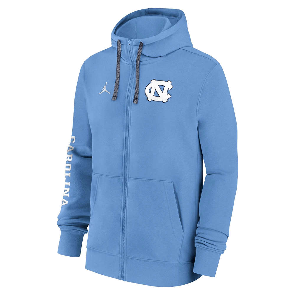 Sweat à capuche entièrement zippé Jordan Brand Carolina Blue North Tar Heels 2024 pour homme